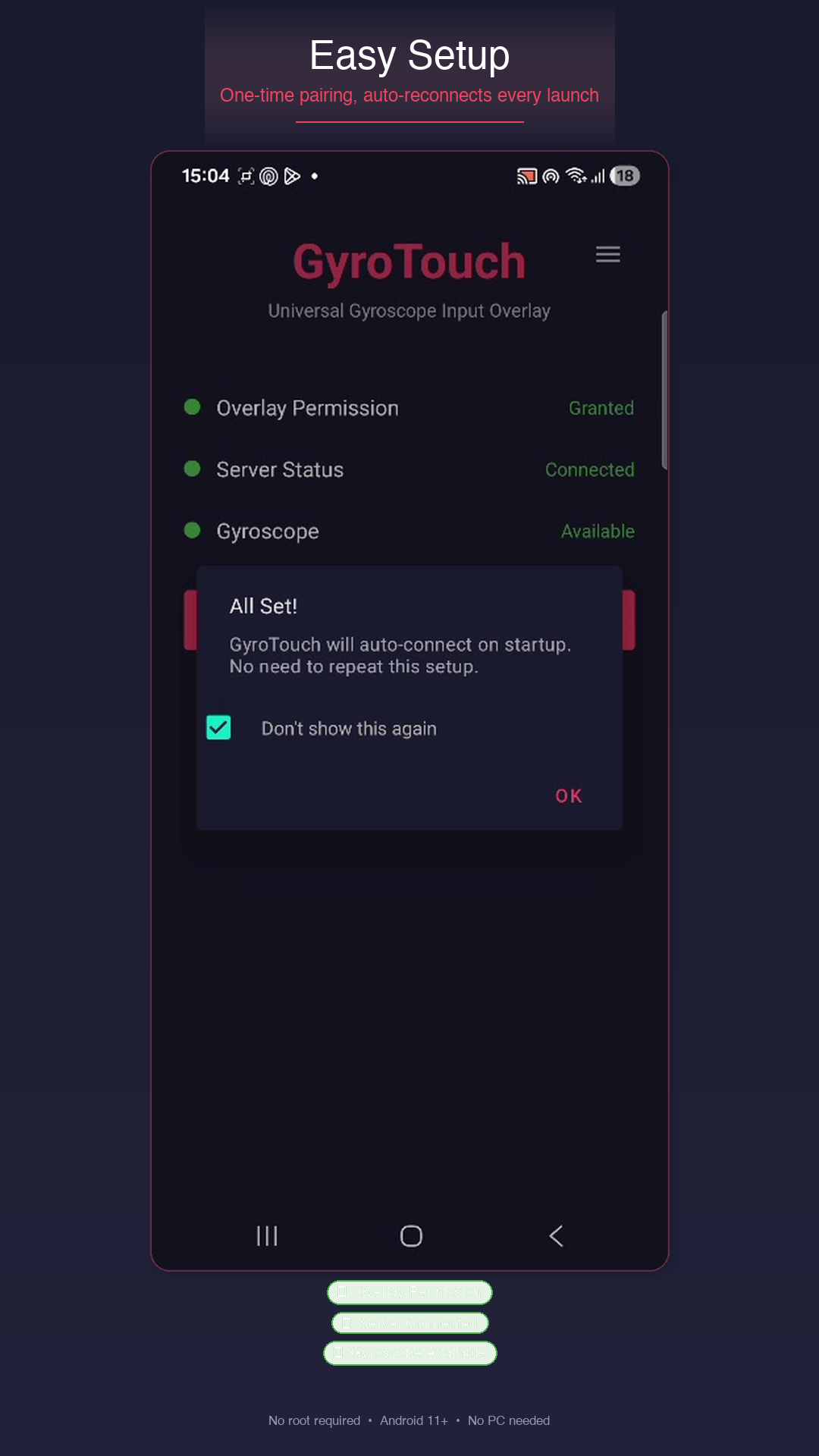GyroTouch setup wizard