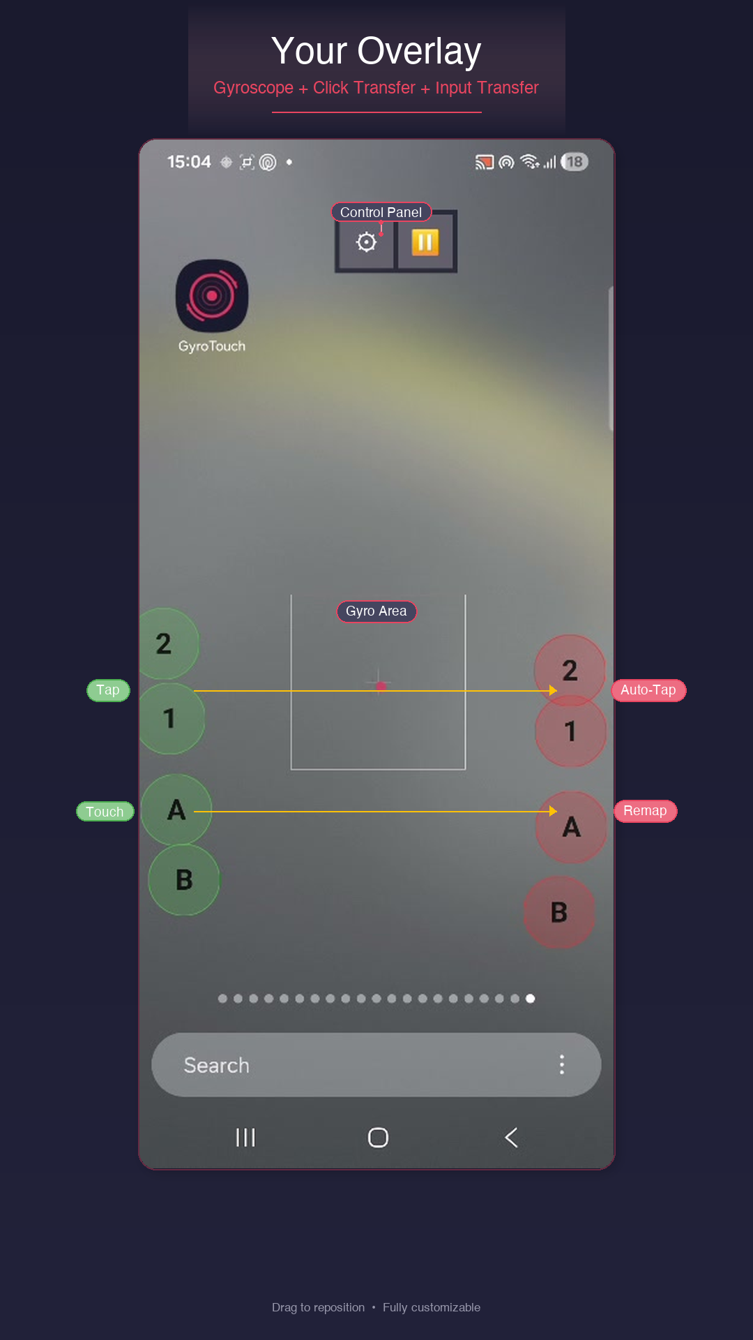 GyroTouch overlay in gameplay